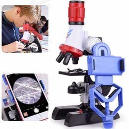 Science Discovery ZK30 New Microscope Kit Lab LED 100/400/1200X Home School Educational Toy Gift Refined Biological Microscope For Kid Child