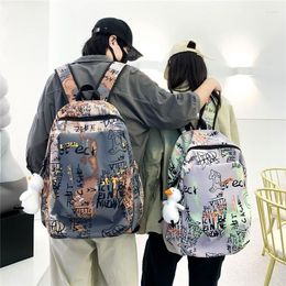 School Bags Women Bag Student Harajuku Oxford Schoolbag College Backpack Letter Graffiti Men Korean Fashion Couple