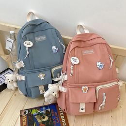 School Bags Preppy Style Canvas Backpack Women Teenager Girl Kawaii BookBag Student Cute Female Travel Knapsack Shoulder Bag