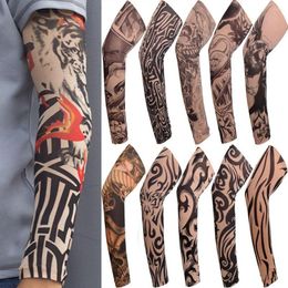 Knee Pads 1Pcs Flower Arm Tattoo Sleeves Seamless Outdoor Riding Sunscreen For Men Women Sun Uv Protection Warmers