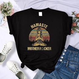 Women's T Shirts Vintage Namaste Mother Explicit Funny Women T-Shirt O-Neck Harajuku Fashion Breathable Crop Top Casual Sport Shirt