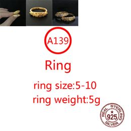 A139 S925 Sterling Silver Ring Personalised Fashion Punk Hip Hop Style Gold Plated Cross Flower Set Diamond Couple Letter Shaped Jewellery Lover Gift