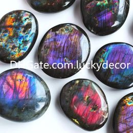 Chunky Shimmery Purple Labradorite Palm Stone Gemstone Arts Polished Natural Freeform Multicolor Sunset Spectrolite Quartz Crystal Pocket Worry Stones Healing