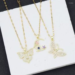 Choker In Turkish Moon Star For Women Girl's Gold Plated CZ Crystal Butterfly Neck Jewellery Holiday Gift