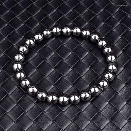 Strand Fashion 6/8/10mm Magnetic Hematite Beads Bracelets Men Nature Energy Protect Health For Women Balance Jewellery
