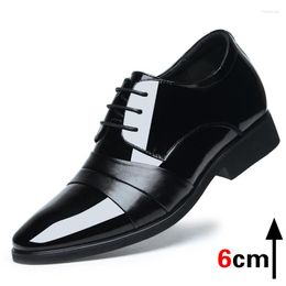 Dress Shoes 8 CM Man Wedding Shoe 6 Leather Men Business Formal Wear British Mans Lifted Oxfords