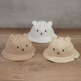 Caps Hats Baby Boy Girl Sun Spring Summer Bucket Cute Bear Ear born Panama Cap Solid Colour Outdoor Beach Kids 230328