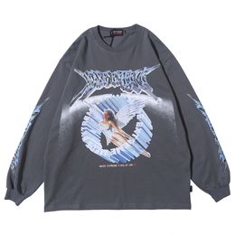 Women's TShirt Long Sleeve Retro Graphic Tees Top Angel Clothes Oversized T Drop Clothing Fashion Streetwear 230328