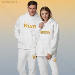 Men's Tracksuits Men's Sportswear Suit King Queen Printed Tracksuit Autumn Winter Couple Hoodies and Sweatpants Women Outfits Fashion Clothing W0328