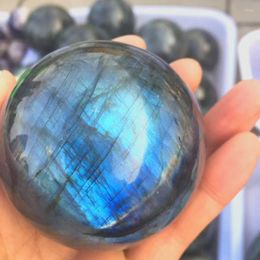 Decorative Figurines Natural Polished Labradorite Crystal Ball Home Ornament High Quality Moonstone 40-80mm 1pcs