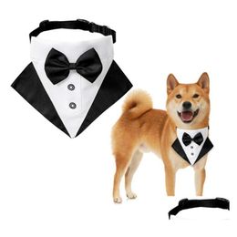 Dog Collars Leashes New British Wedding Suit Collar Pet Saliva Towel Triangle Gc443 Drop Delivery 202 Dhc8E