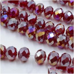 Glass 8Mm Ab Color Crystal Rondelle Beads 4Mm Loose 145Pcs/Lot Diy Natural Stone Spacer 48 Faceted Beading Czech Jewelry Materi Dhzew