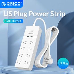 Sockets ORICO US Plug Electrical Socket Strip 8AC Outlets 2 USB Ports For Home Office Surge Protector Z0327