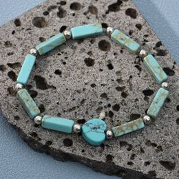 Beaded Natural Stone Blue Turquoise Handmade Beaded Bracelet Love Heart White Turquoise Body Chain