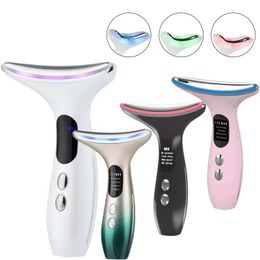Face Care Devices Neck Massagers Anti Wrinkle Lifting 3 Colors Led Pon Therapy Skin Tighten Reduce Double Chin Beauty Device 230328