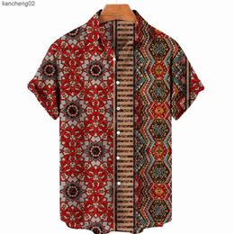 Men's Casual Shirts 2022 New Men's Hawaiian Shirt 3D Print Pattern Short Sleeve Unisex Loose Beach Resort Fashion Casual Short Sleeve Shirt W0328