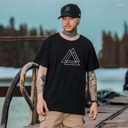 Men's T Shirts T-Shirts Men Triangles Graphic Print Clothing 2023 Hip Hop Oversized Loose Comfortable Cotton Black Tops & Tees