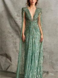 Runway Dresses Celebrity Stage Prom Party Formal Occasion Green Gemstone Diamond Sequins Luxury Sexy Elegant 2023 Applique Embroidery