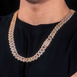 14mm Mens Cuban Link Necklace 5a Zircon Hip Hop 14k 18k Gold Plated Miami Curb Chain for Men