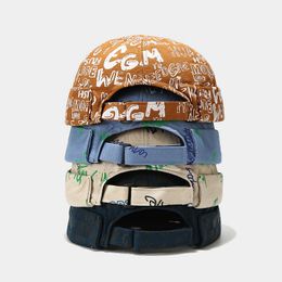 Retro Graffiti Letters Hip Hop Beanie Sailor Cap Brimless Hats Skullcap Street Women Men Casual Unisex Melon Cap HCS264