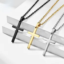 Chains Fashionable European And American Simple Scenery Face Stainless Steel Cross Necklace Couple Pendant