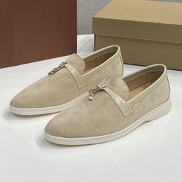 LP PIANA Shoes Suede Loafer Shoes Genuine Leather Mens Casual Flat Shoes Pea Shoes Tassels Womens Luxury Designer Flat Shoes Leather Shoes Handmade Lazy Shoes 35-45