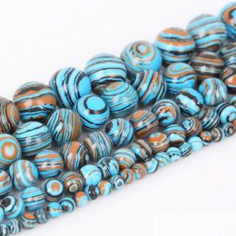 Stone 8Mm Natural Blue Lace Malachite Round Loose Beads 15 Strand 4 6 8 10 12 Mm Pick Size For Jewellery Making Drop Delivery 202 Dhnvh