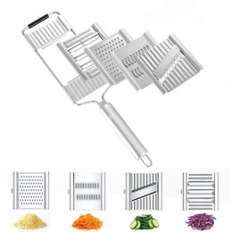 Fruit Vegetable Tools Stainless Steel Vegetable Slicer Handheld Cheese Grater Multi Fruit Chopper Adjustable Blades Shredder Cutter Kitchen Tools 230328