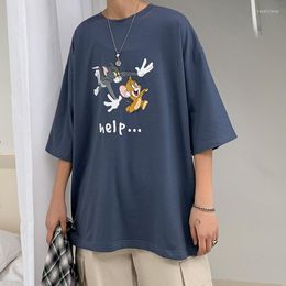 Men's T Shirts Creative Cartoon Funny Vintage Print Men Tshirt Anime Style All-Match Fashion O-Neck Kpop Clothes Preppy Casual Streetwear