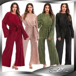 Ethnic Clothing Muslim Sets Jumpsuit Women Fashion Summer Abaya Dubai Loose Pants Elegant Islamic Ramadan Party Outfits Coverall Suit