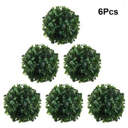 Decorative Flowers 6 Pcs Fall Decor Artificial Topiary Lob Fake Buxus Balls Faux Boxwood Sphere