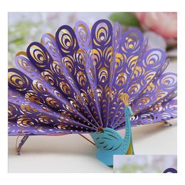 Greeting Cards 3D Creative Stereo Card Hollow Paper Carving Peacock Wedding Party Invitation 15Pcs/Lot Gb667 Drop Delivery 2 Dhsht