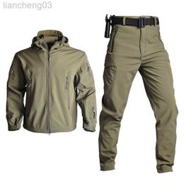 Men's Tracksuits Tactics Men's Sets Hunting Jacket Men Cargo Pants Waterproof Tactical Combat Suits Military Zipper Jackets Winter Coat Pant Male W0328