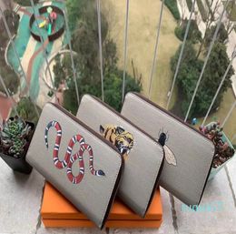 Designer-High quality designer men animal Short Wallet Leather black snake Tiger bee Wallets Women Long Style Purse Wallet card Holders no 226V
