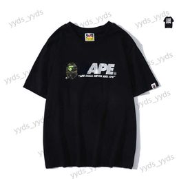 Men's T-Shirts INS Ape Man Monkey Head T-shirt Letter Ghost Premium Round Neck Loose Casual Men's and Women's Short Sleeve T230328