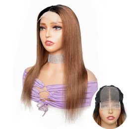 Synthetic Wigs 4*4 Lace Closure Wig Straight Ombre Colour T1b27 Honey Blonde 1b30 Medium Auburn Remy Indian Human Hair Front Wigs 230227