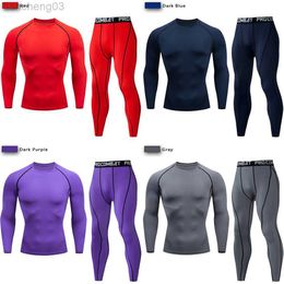 Men's Tracksuits Men's Compression Sportswear Suit GYM Tight Clothes Sets Workout Jogging MMA Fitness Clothing Tracksuit Pants Sporting W0328