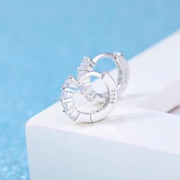 Hoop Earrings & Huggie Prevent Allergy 925 Sterling Silver Hollow Heart-shaped Single Row Cubic Zircon For Women JewelryHoop