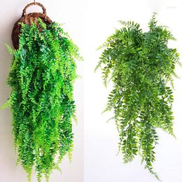 Decorative Flowers Artificial Persian Fern Hanging Plants Green Leaf Vines Home Garden Decor Outdoor Wedding Party Decoration Garland Fake