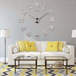 Wall Clocks 3D Acrylic Mirror Sticker Clock Classic Roman Numeral Modern Design DIY Big Living Room Decoration