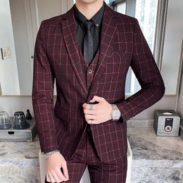 Men's Suits Blazers Boutique Blazer Vest Trousers Fashion Business Variety Gentleman Elegant Casual Formal Dress Korean Suit Three-piece Suit 230328