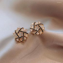 Charm Stud Earrings Fashion Female Exquisite Simple Rhinestones Cross Flowers Temperament Graceful Women&#039;s Jewelry Accessories