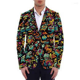 Men's Suits Casual Men Graffiti Design Blazers Men's Oversize Business Set Clothing Man Fashion Costum Suit Jackets Boys Streetwear