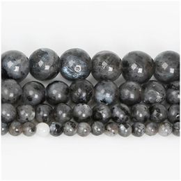 Stone 8Mm Black Moonstone Beads Round 410Mm Natural Diy Loose For Jewellery Making Bead Strand Drop Delivery 20 Dhzxg