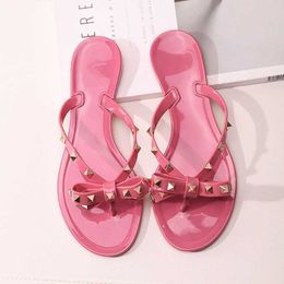 Slippers Hot 2021 Fashion Woman Flip Flops Summer Shoes Cool Beach big bow flat sandals Brand jelly shoes sandals girls size 35-41 G230512
