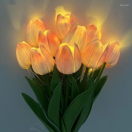 Decorative Flowers 10/15pcs Artificial Tulips With LED Lights Tulip Bouquet Night Lamp For Home Wedding Table Decoration Birthday Xmas Gift