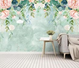 Wallpapers 8d Northern Europe Hand Painted Wall Paper Mural 3D Watercolor Cartoon Flower Wallpaper Sticker For Living Room Decor