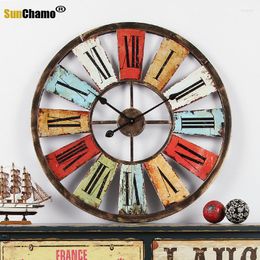 Wall Clocks 68 Cm Iron Clock American Country Retro Industrial Wind Bar Cafe Decoration Colour Wall-mounted Creative Home Decor Crafts