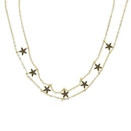 Chains High Quality Black Cz Zirconia Shinny Star Dainty Charm Gold Rose Colours Fashion Women 32 10cm Choker Necklace