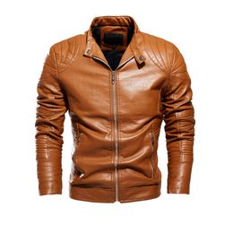 Men's Leather Faux Rollsrari Jacket Men Autumn Winter Fleece Motorcycle PU Male Casual Windbreaker Slim Coat 220 230328